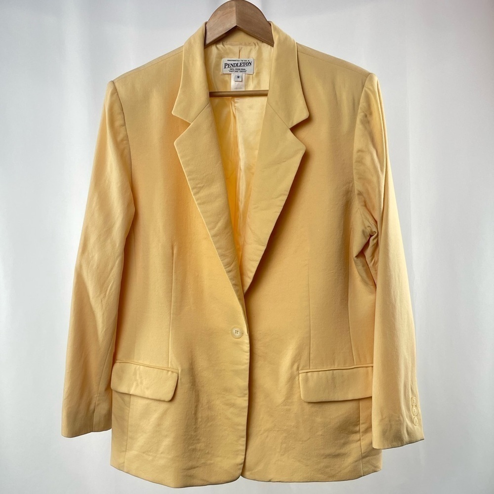 Pendleton 100% Wool One Button Blazer In Yellow S… - image 1